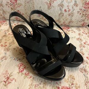 Charlies David Elegant Black Wedge Platform Heels/Like New